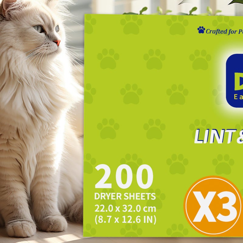 DR. EASY Dr.Easy LINT & HAIR REMOVER Pet HUGESHEETS with 3X ODOR REMOVE Dryer Sheets, Fruits Fresh, 200 Count,PLANT&MINERAL-BASED FORMULA - Image 5